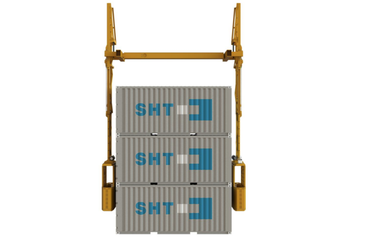 Telescopic lashing cage with side gondolas for container operations