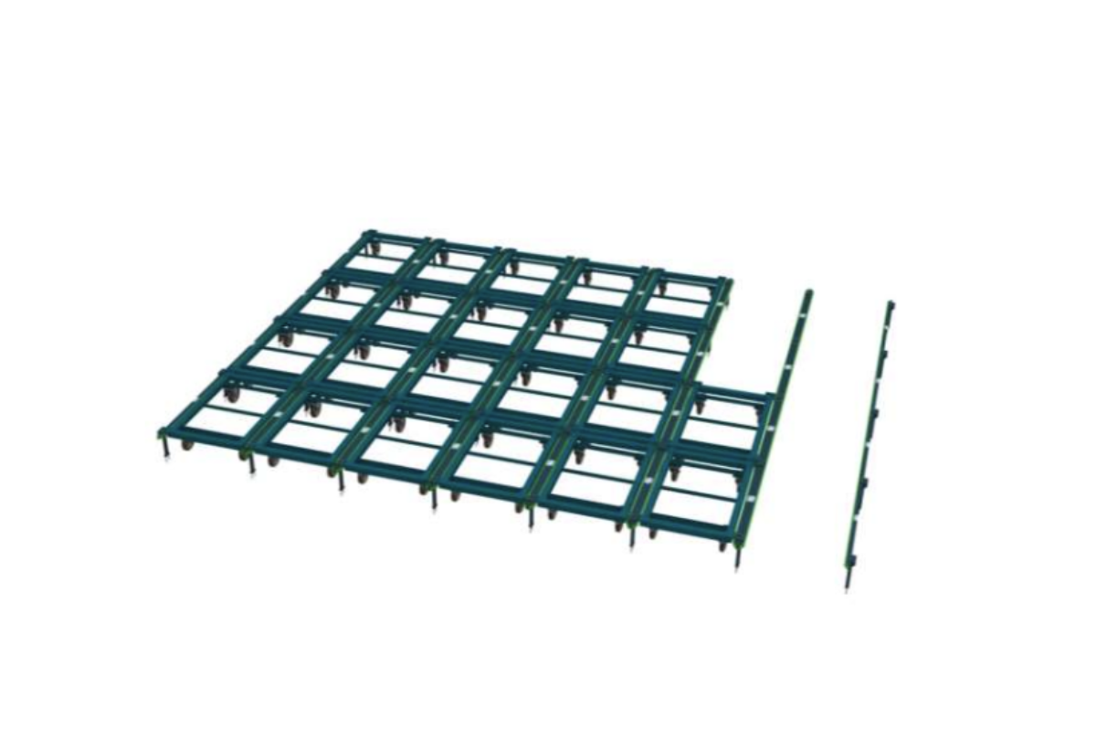 Laterally guided trolleys in modular guide rails