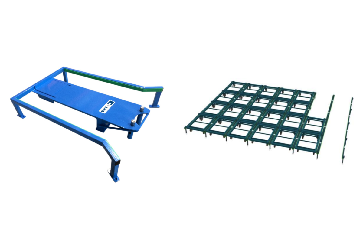 Precisely position trolleys with docking stations and guide rails from SHT