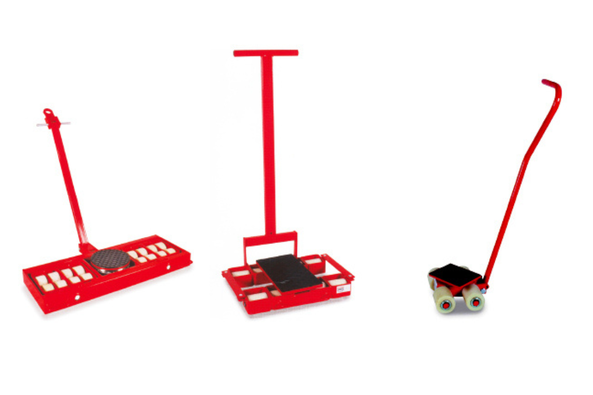 Transport skate set with steerable drawbar