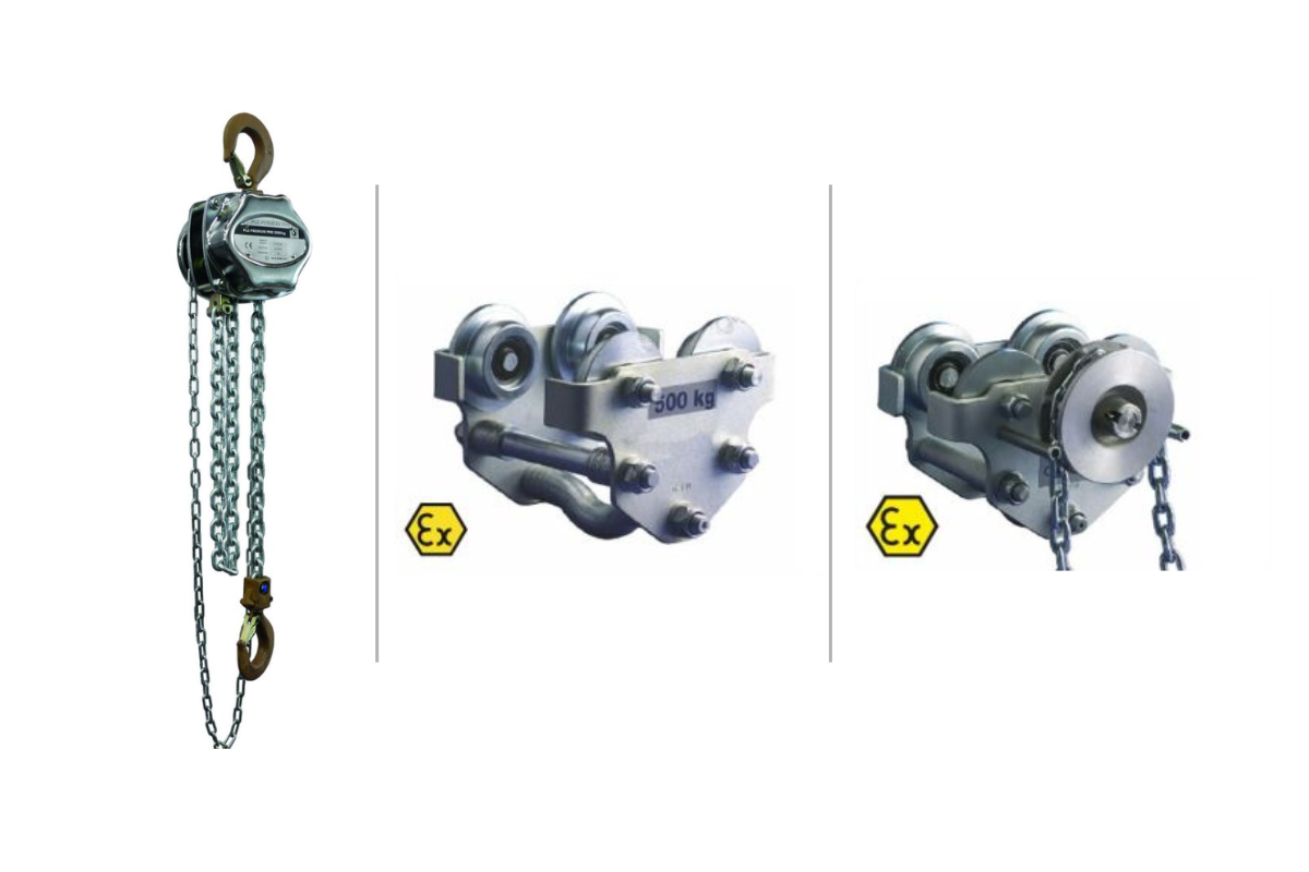 Explosion-proof hoists from SHT – Ex-protected spur gear hoist, push and geared trolleys