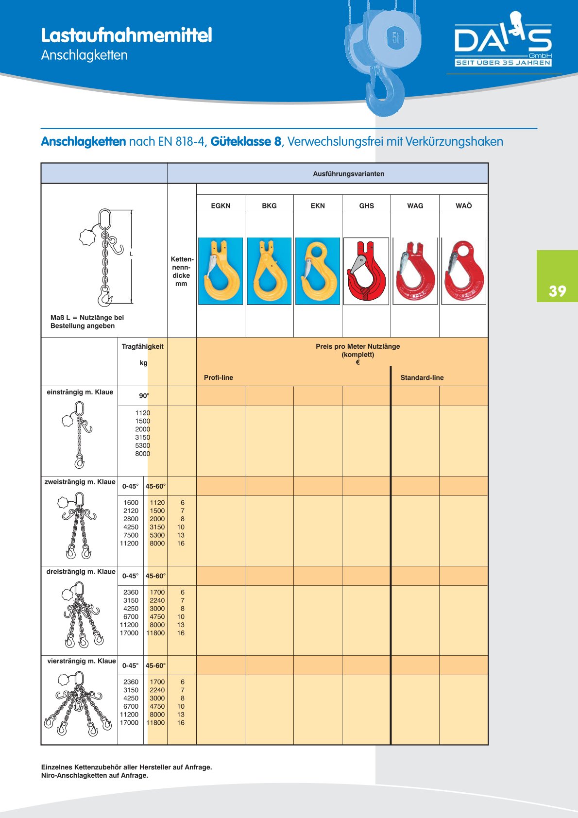 DAHS Produktkatalog